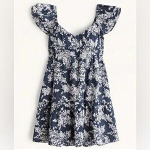 Abercrombie Navy Ruched Flutter Sleeve Mini Dress NWOT - Size Small